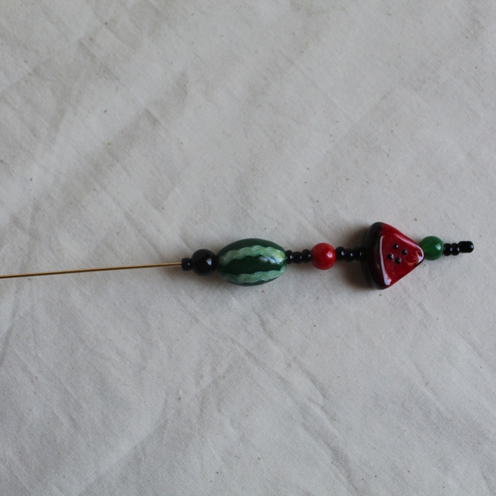 Glass Watermelons Bead  Glass Red and Black Beads